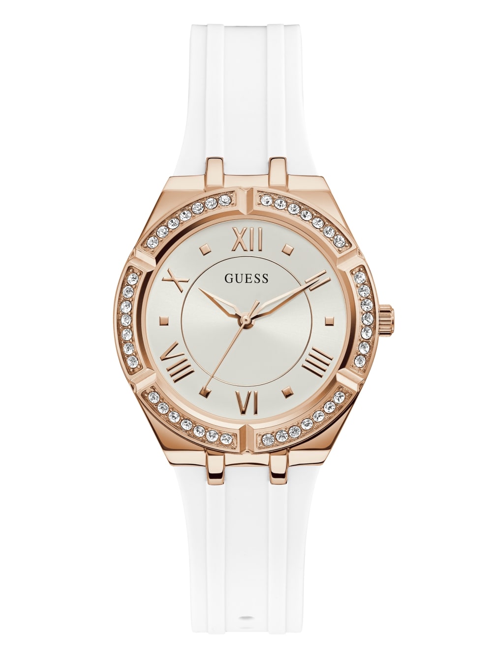 Rose Gold-Tone and White Analog Watch - Guess