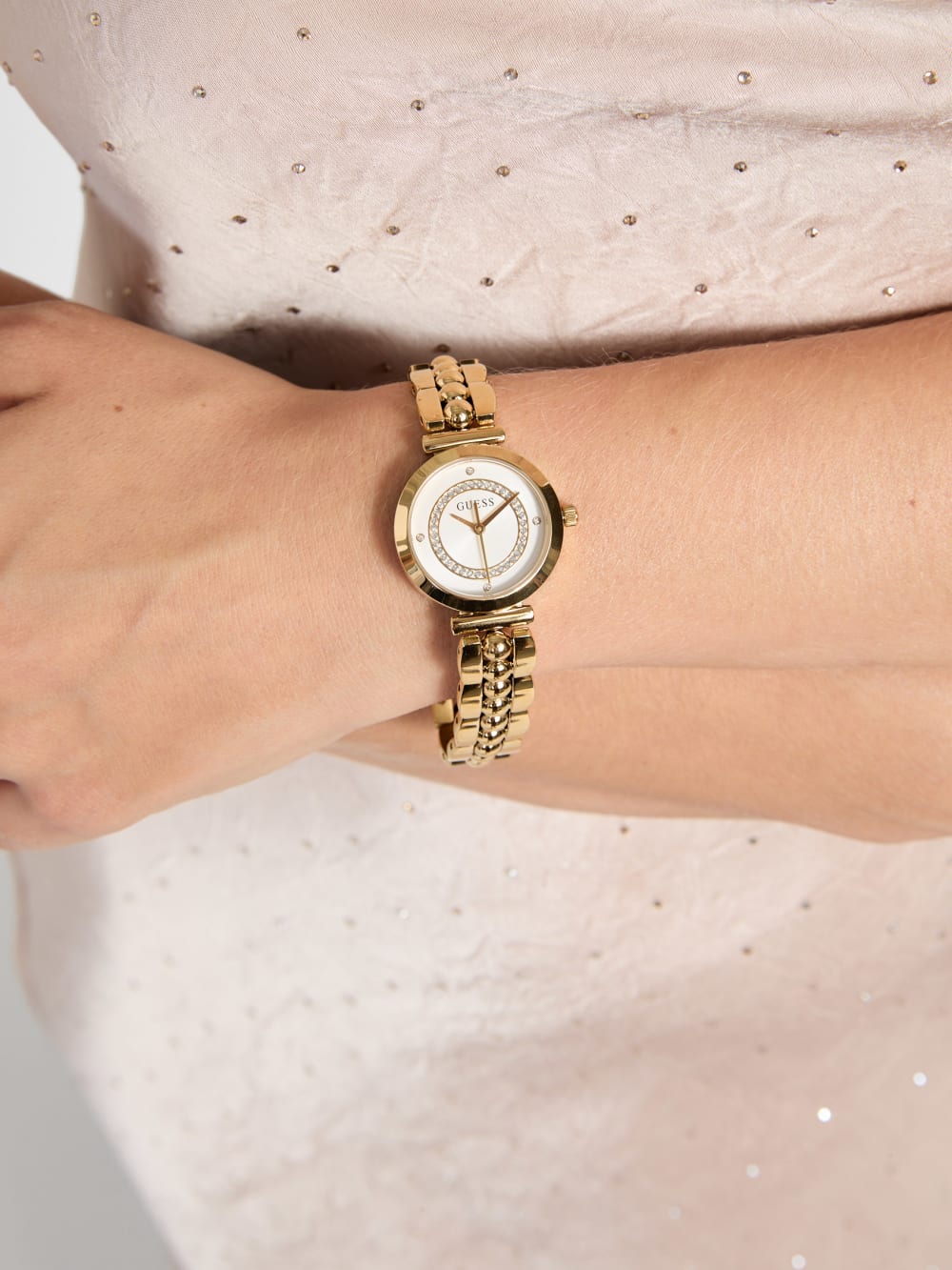 Gold-Tone Beaded Analog Watch - Guess