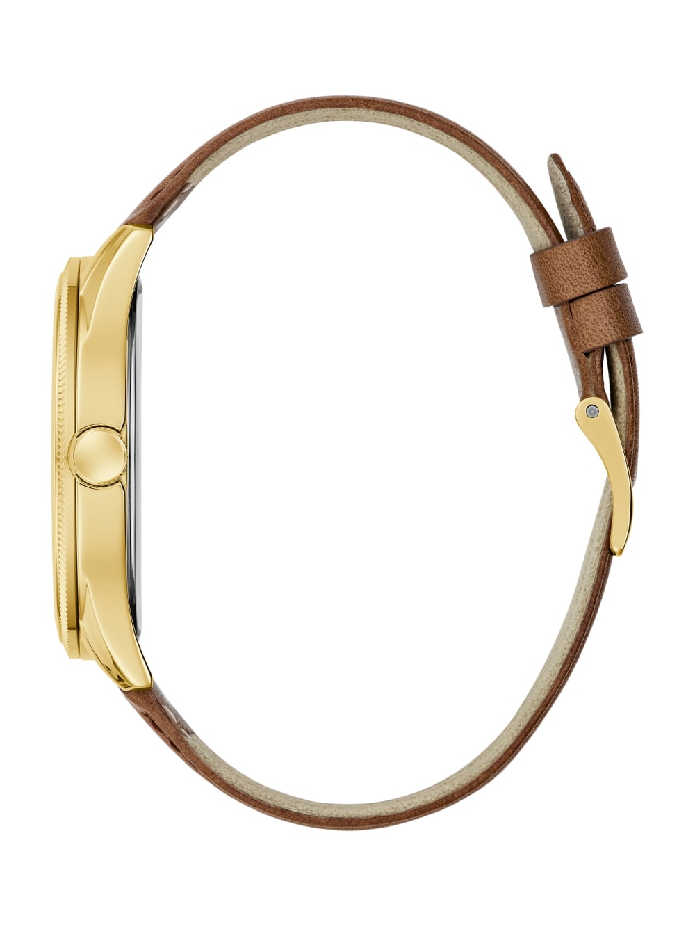 Two-Tone and Brown Leather Analog Watch - Guess