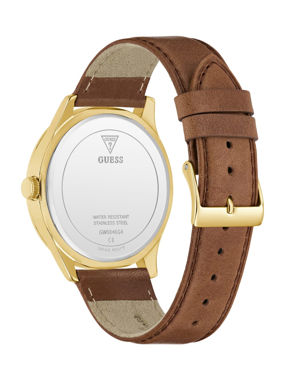 Two-Tone and Brown Leather Analog Watch - Guess