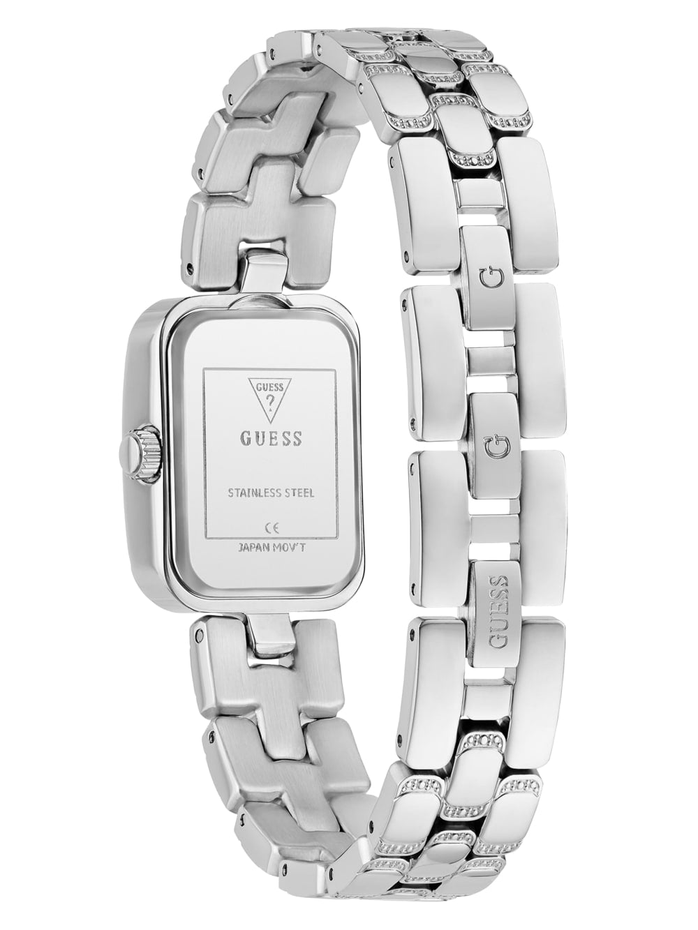 Silver-Tone Textured Square Analog Watch - Guess