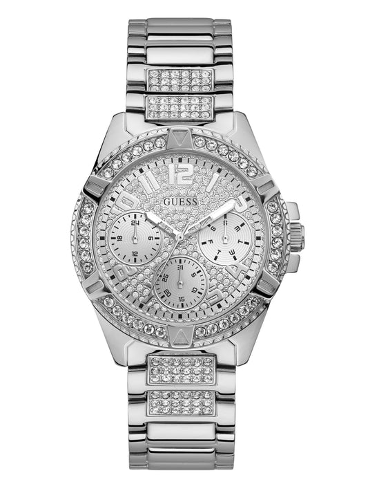 Rhinestone Silver-Tone Multifunction Watch - Guess
