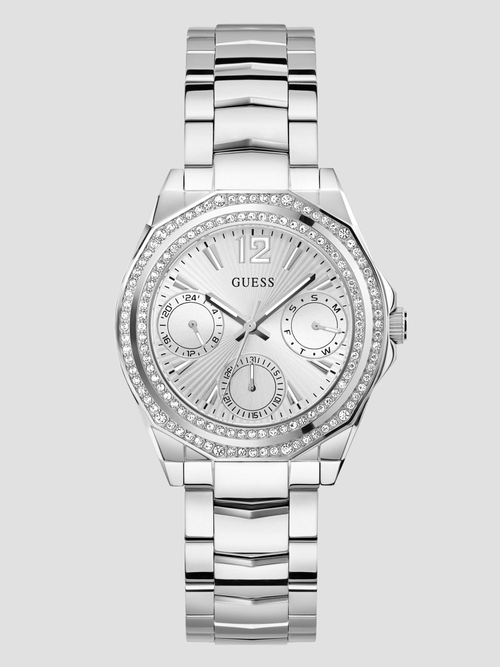 Silver-Tone and Crystal Multifunction Watch - Guess