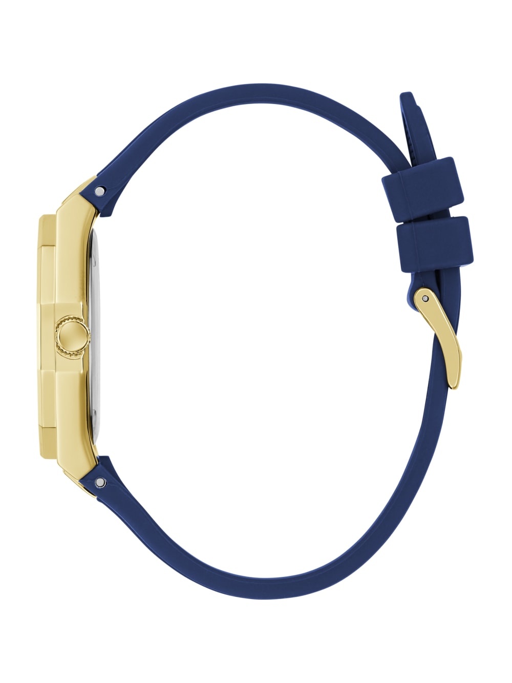 Gold-Tone and Blue Silicone Analog Watch - Guess