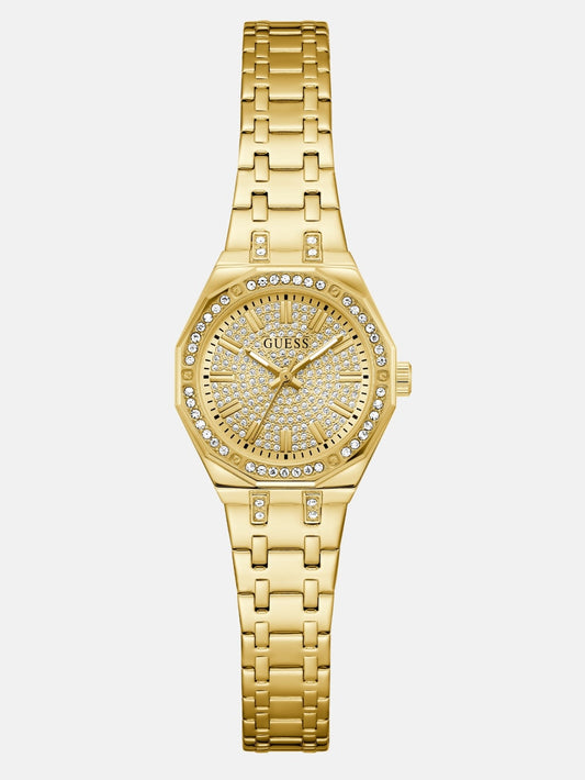 Gold-Tone Rhinestone Analog Watch - Guess