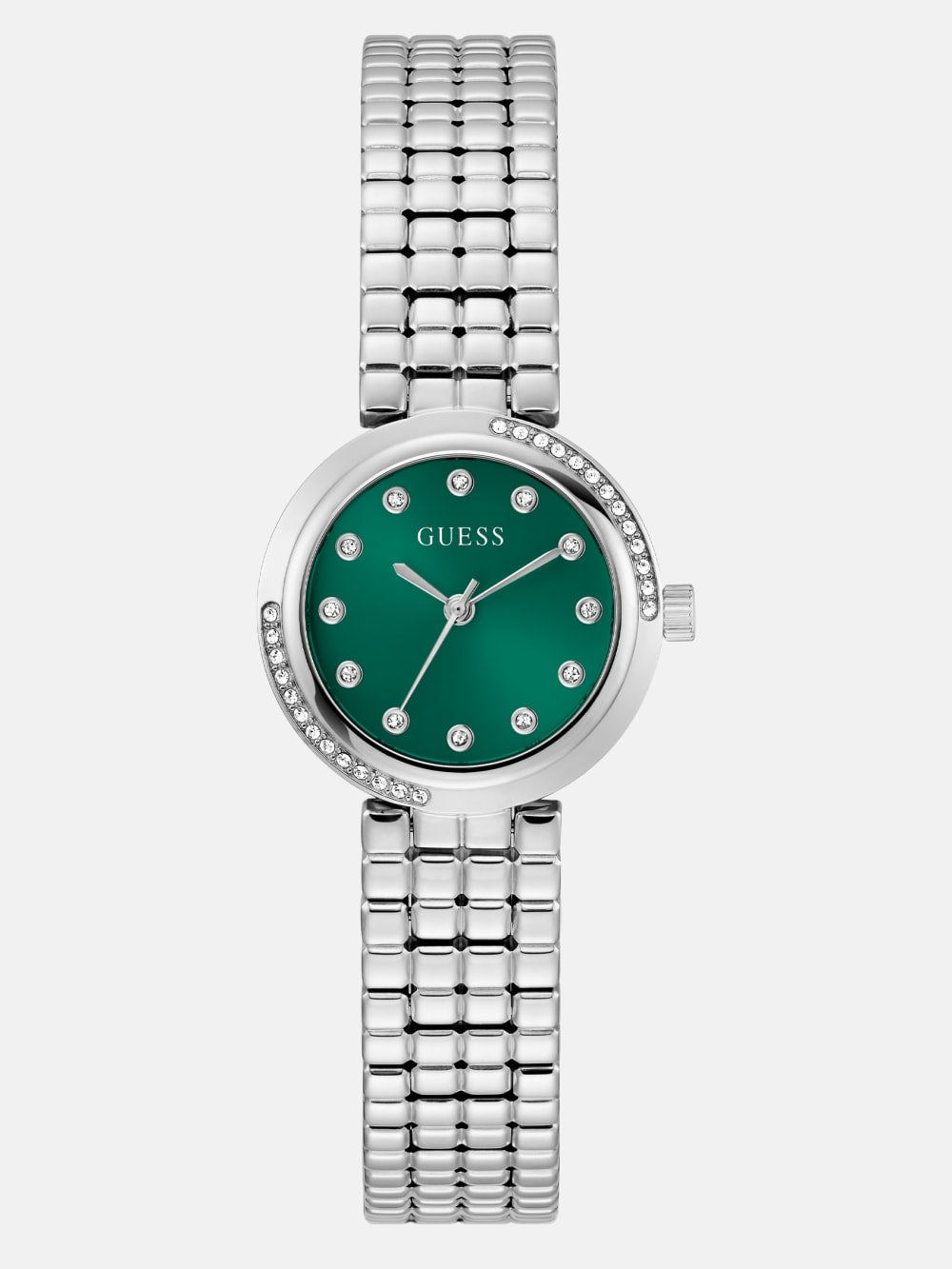 Silver-Tone Green Analog Watch - Guess
