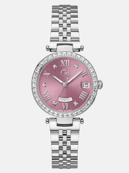 Gc Silver-Tone and Pink Multifunctional Watch - Guess