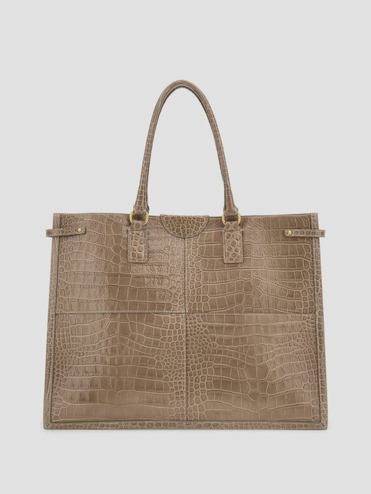 Isa Crocodile-Embossed Leather Tote - Guess