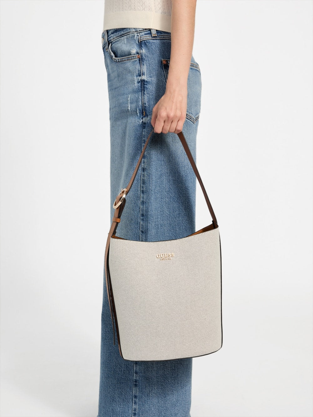 Nicolette Canvas Large Bucket Bag - Guess
