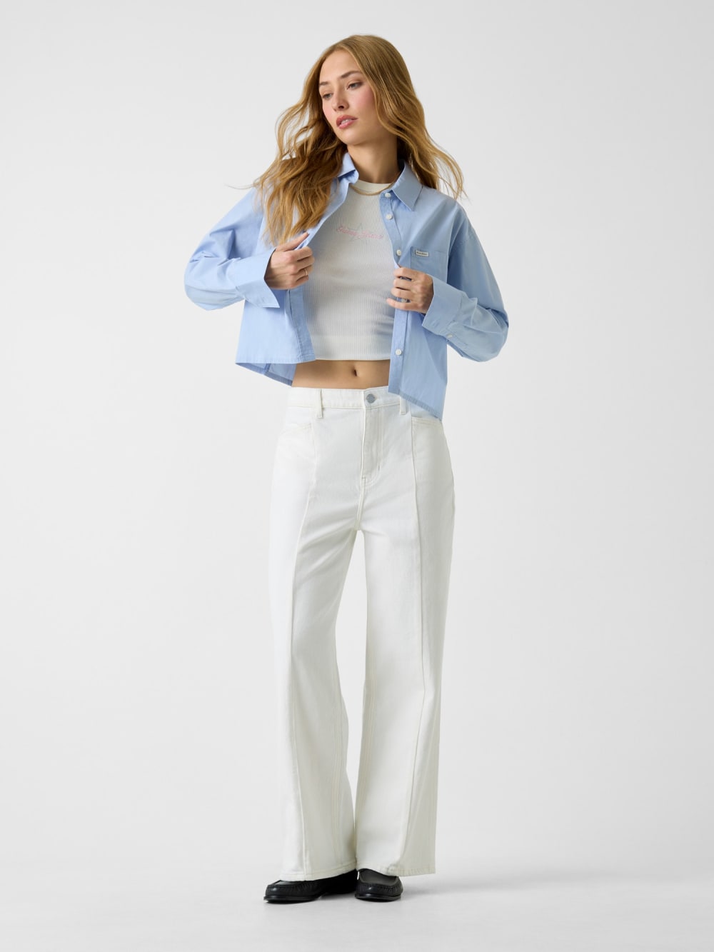 G11 Seamed Crop Wide-Leg Jeans - Guess