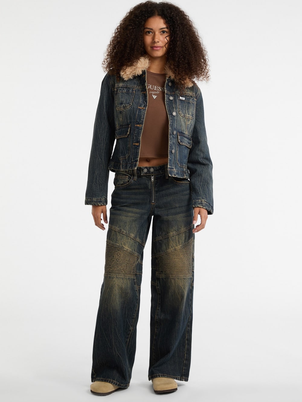 GUESS Originals Moto Wide-Leg Jeans - Guess