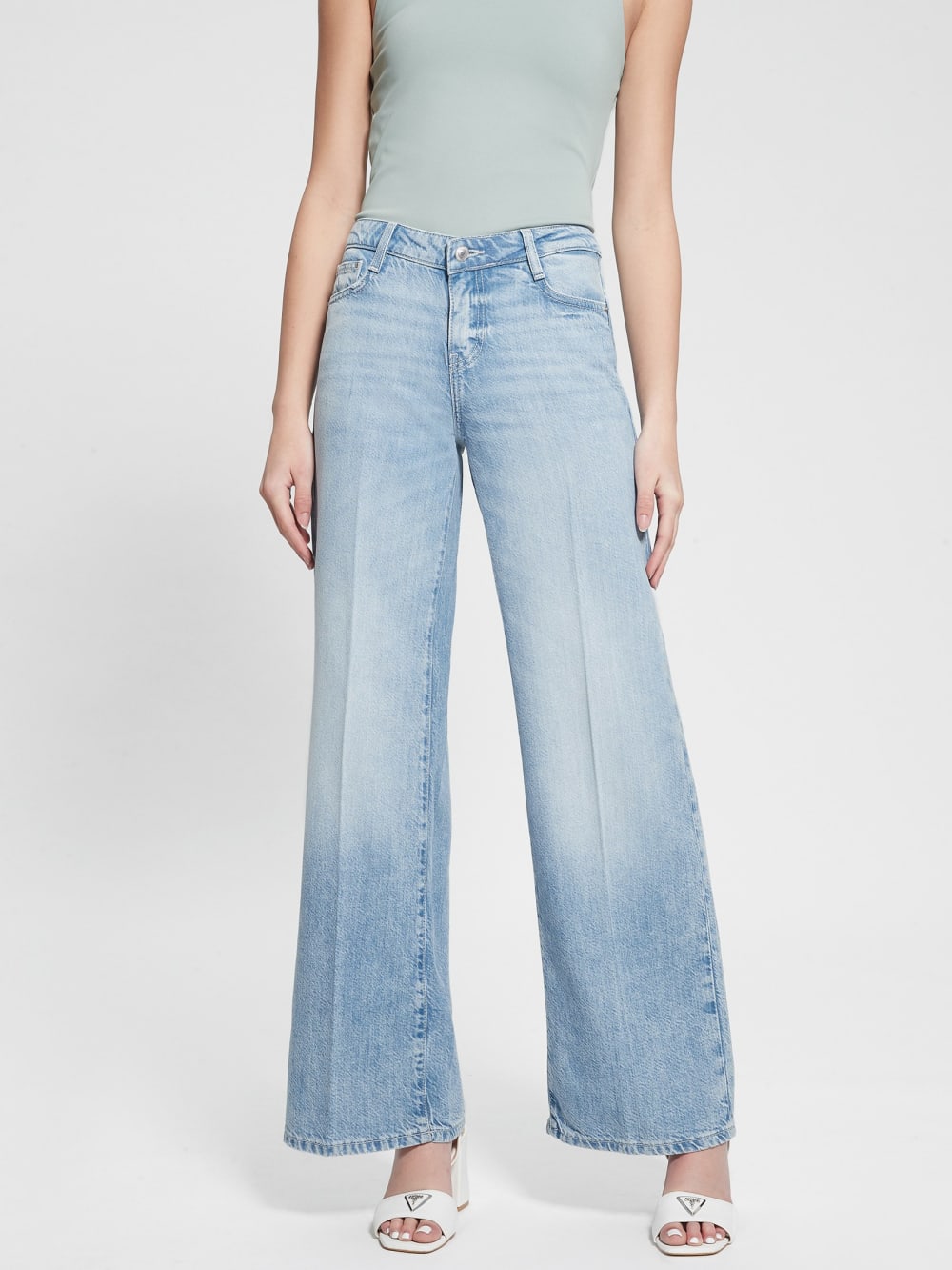 Eco Featherweight Mid-Rise Palazzo Jeans - Guess
