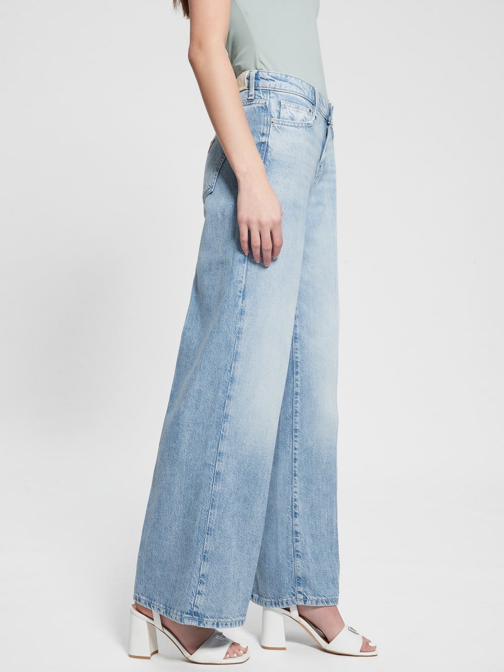 Eco Featherweight Mid-Rise Palazzo Jeans - Guess