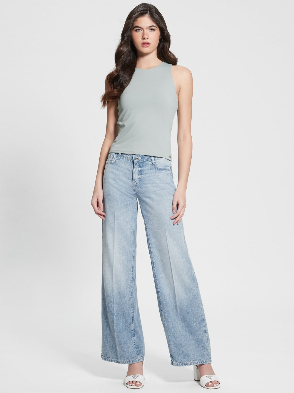 Eco Featherweight Mid-Rise Palazzo Jeans - Guess