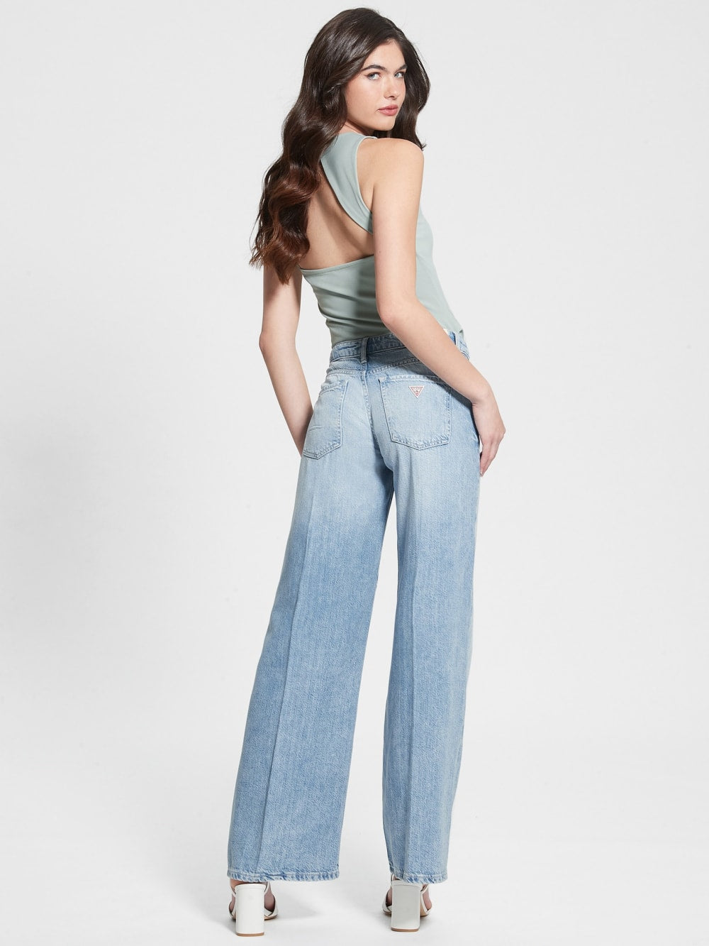 Eco Featherweight Mid-Rise Palazzo Jeans - Guess