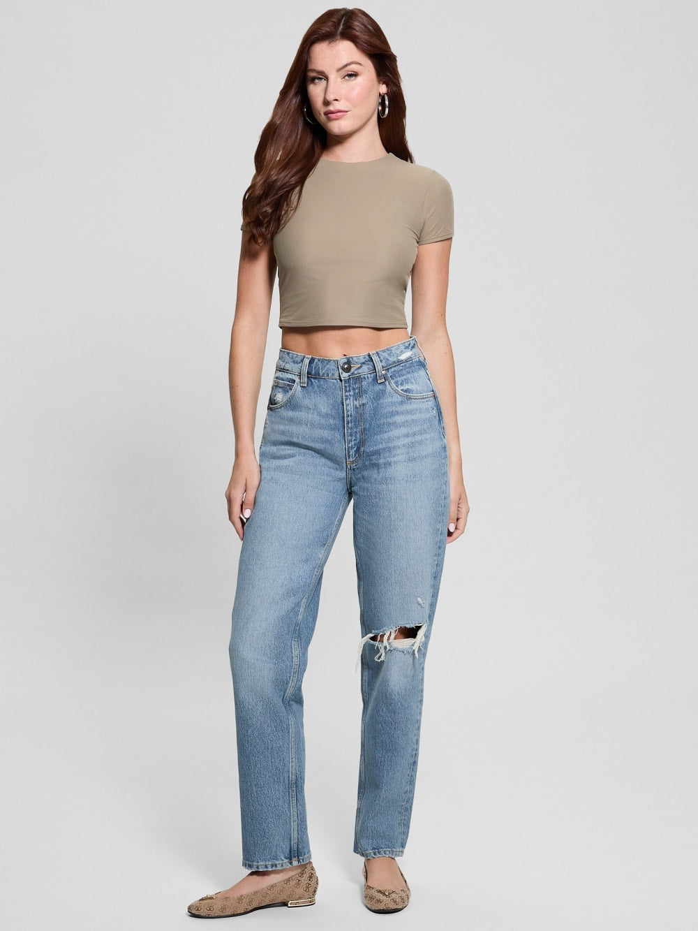 Eco Destroyed Mom Jeans - Guess