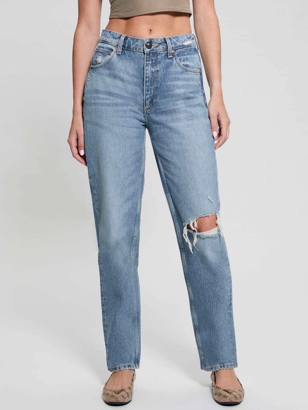 Eco Destroyed Mom Jeans - Guess