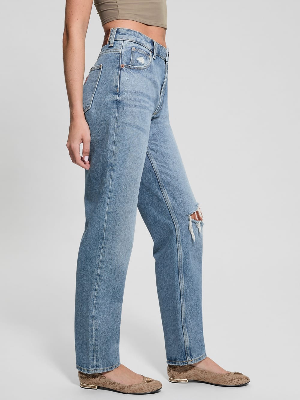Eco Destroyed Mom Jeans - Guess