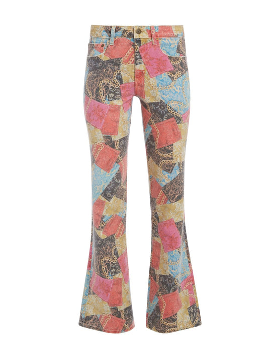 Printed Denim Flared Jeans - Guess