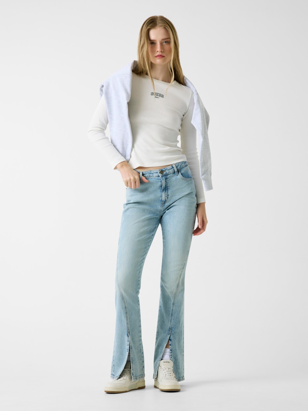 G09 front slit high rise bootcut jeans - Guess
