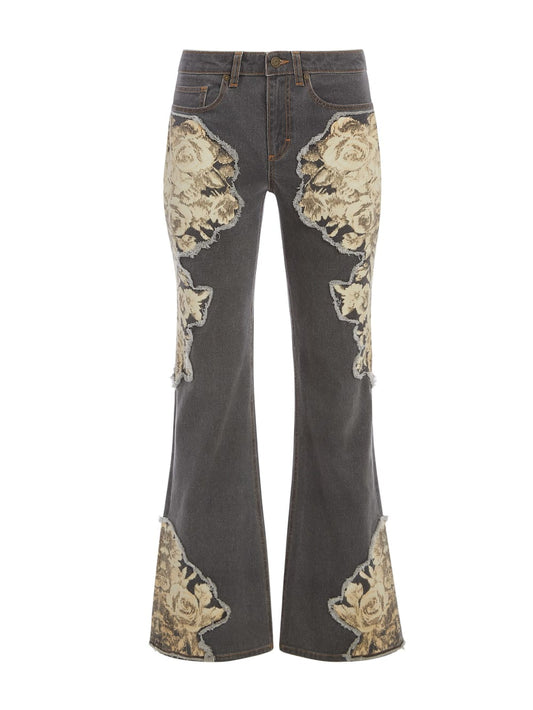 Printed Denim Flared Jeans - Guess