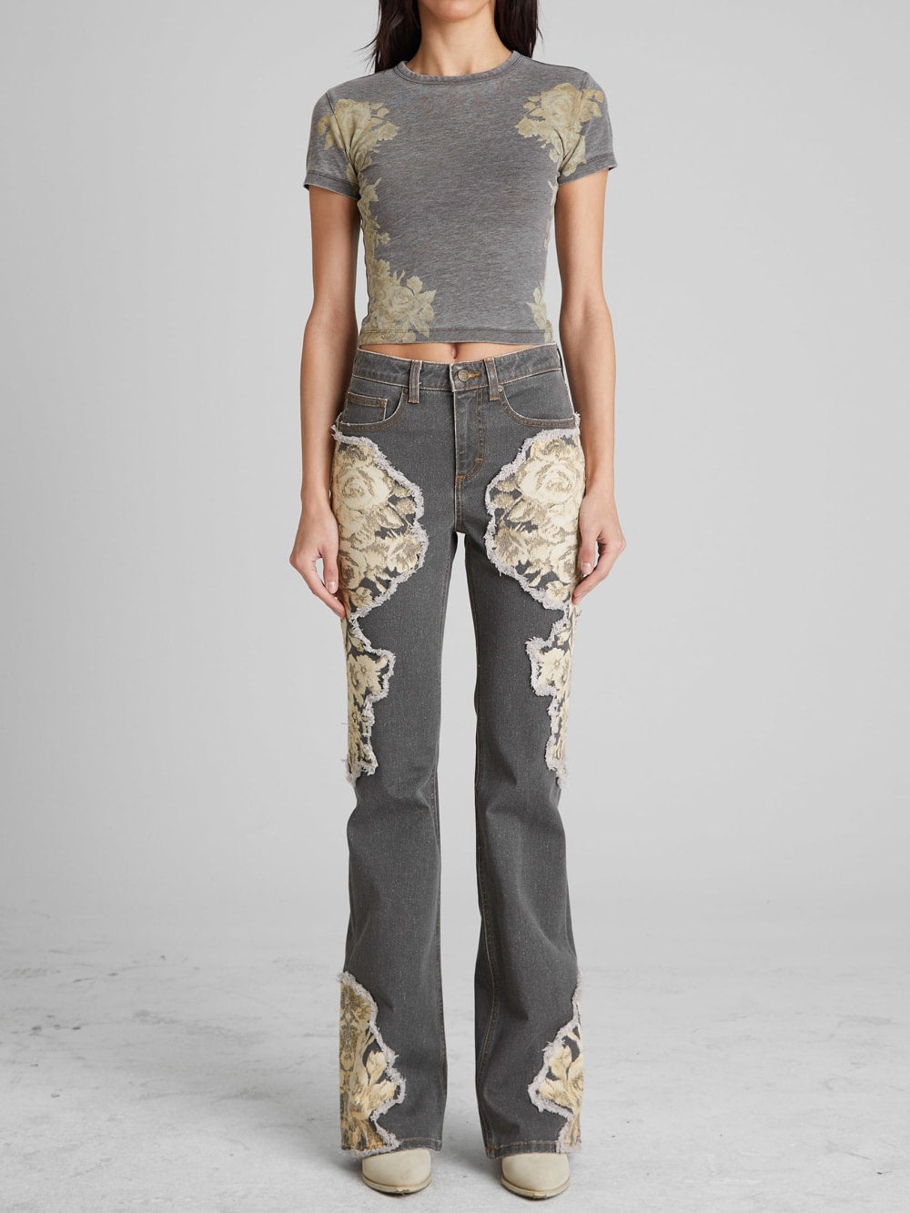 Printed Denim Flared Jeans - Guess