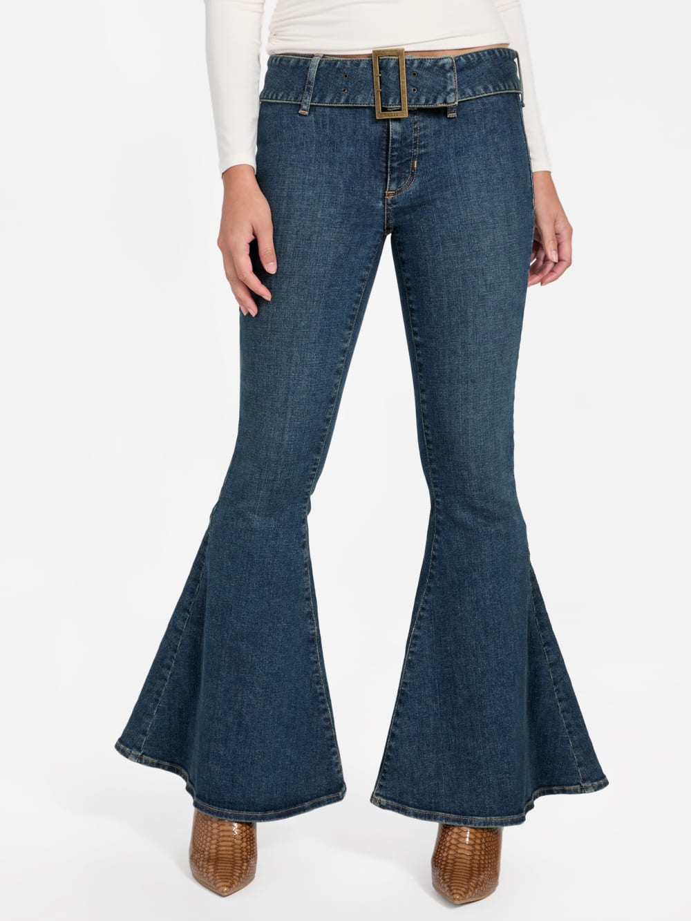 Eco Franki Belted Flare Jeans - Guess