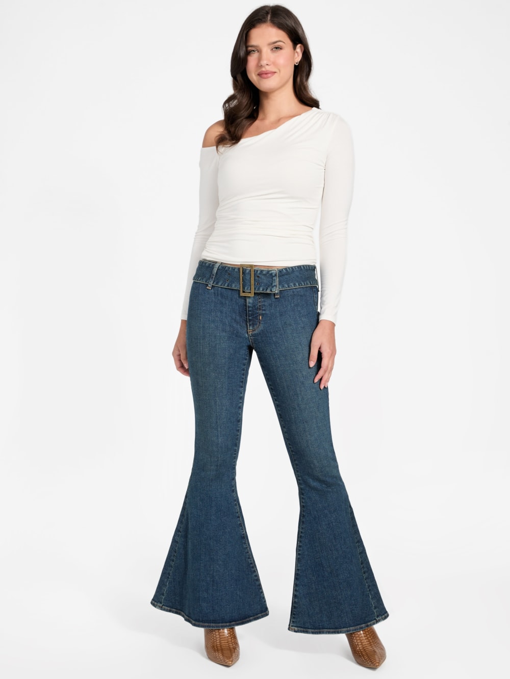 Eco Franki Belted Flare Jeans - Guess