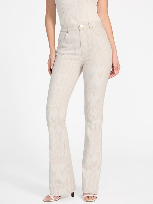 Sarah Monogram Flared Denim Pant - Guess