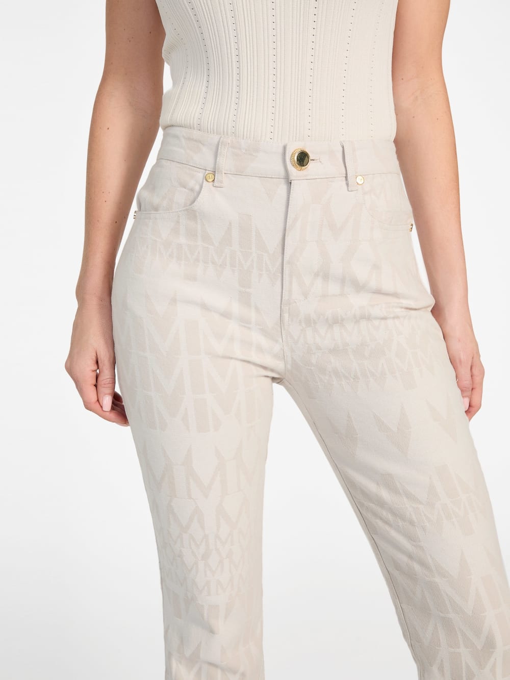 Sarah Monogram Flared Denim Pant - Guess