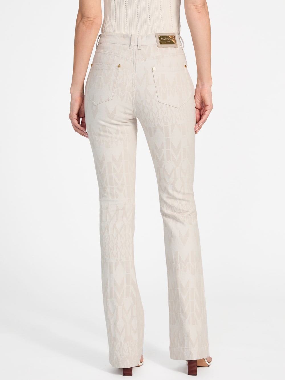 Sarah Monogram Flared Denim Pant - Guess