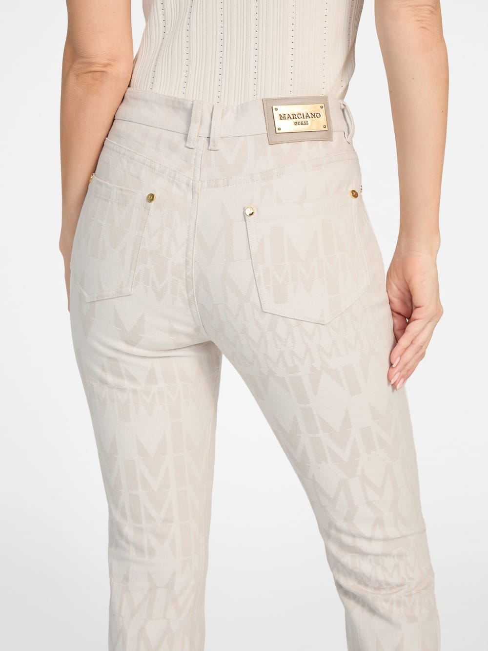 Sarah Monogram Flared Denim Pant - Guess