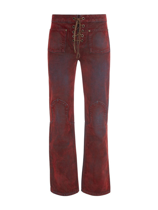 lace-up straight denim pants - Guess