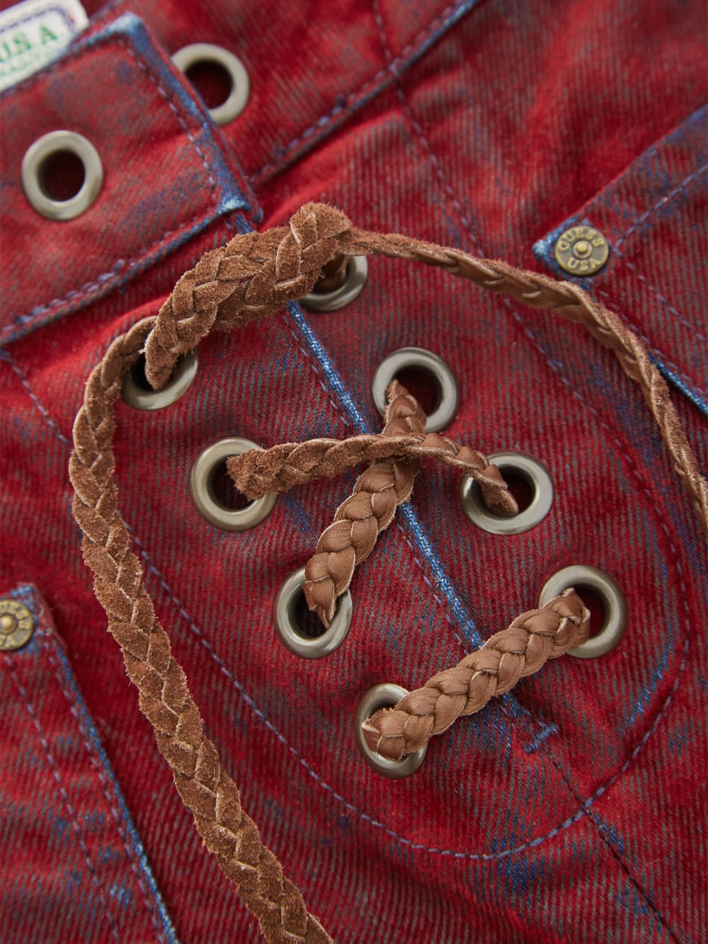 lace-up straight denim pants - Guess