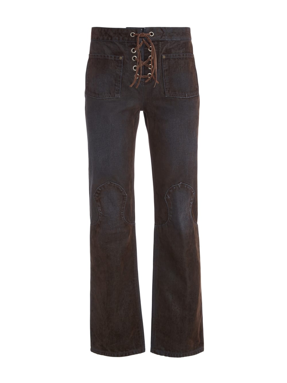 lace-up straight denim pants - Guess