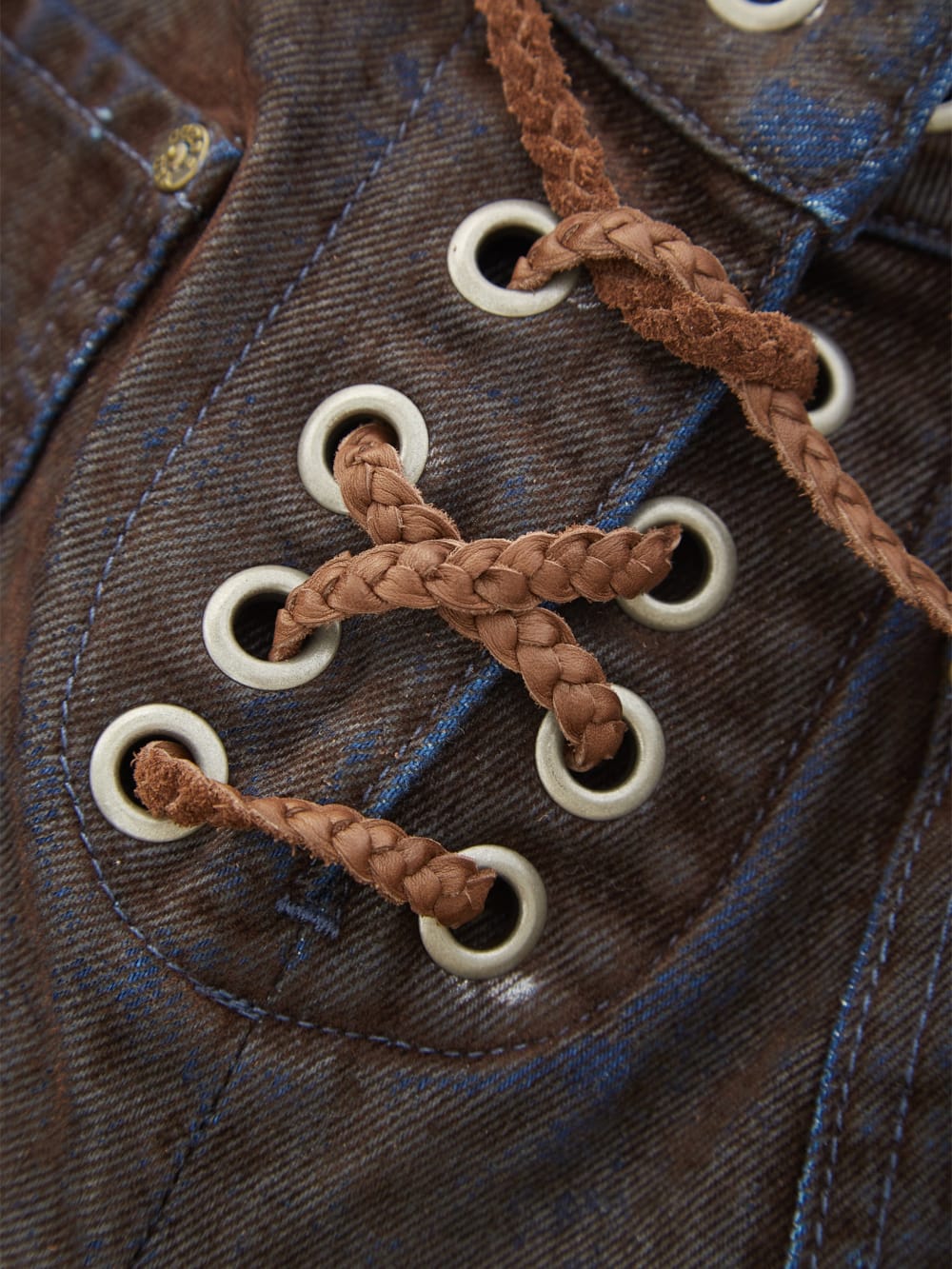 lace-up straight denim pants - Guess