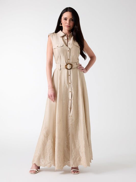 Eco Mindy Embroidered Maxi Shirt Dress - Guess
