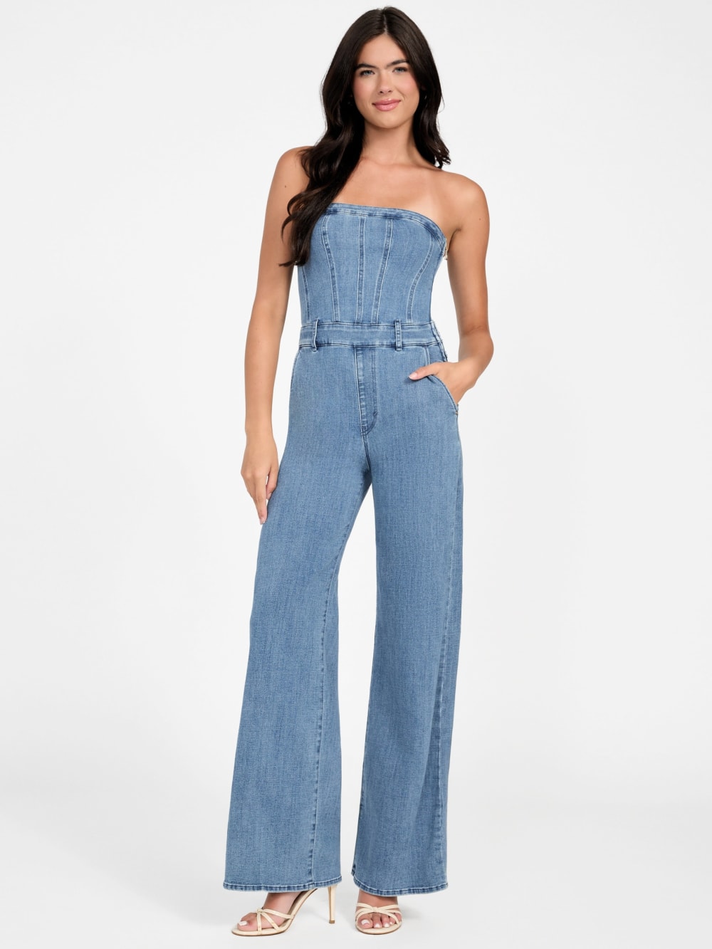 Eco Donna Strapless Denim Jumpsuit - Guess