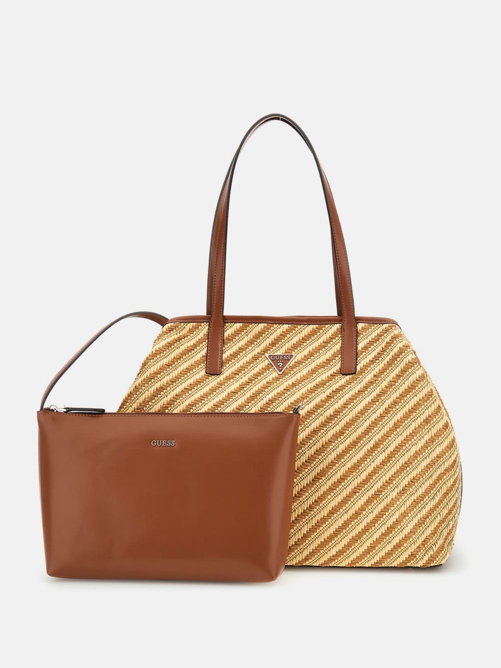 Vikky Woven Straw Tote Set - Guess