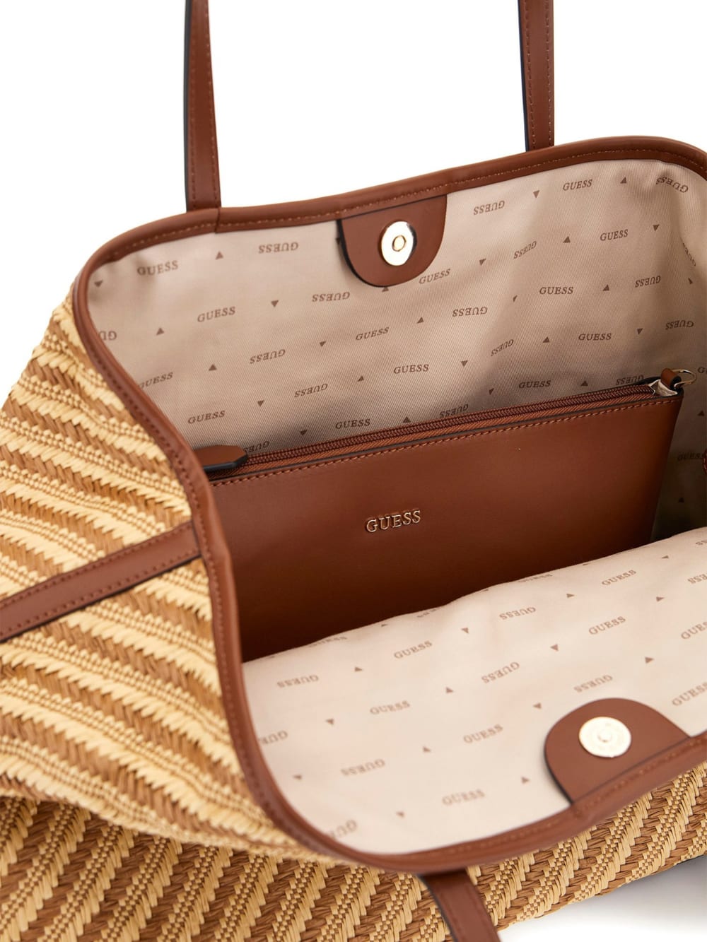Vikky Woven Straw Tote Set - Guess