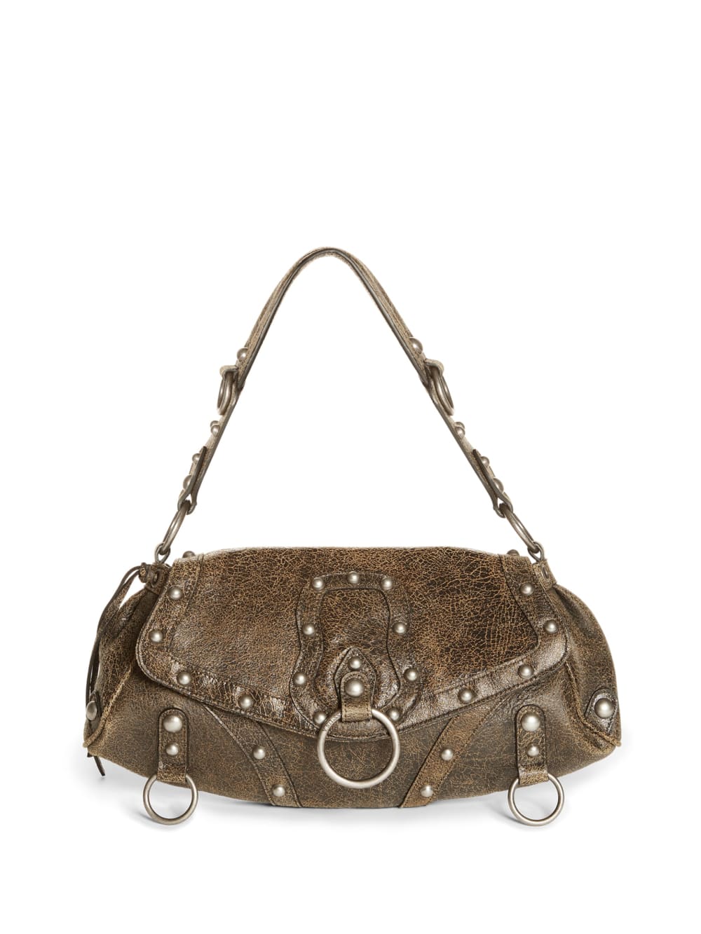 Cracked Leather Shoulder Bag - Guess
