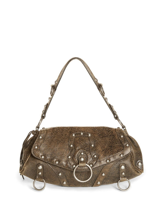 Cracked Leather Shoulder Bag - Guess
