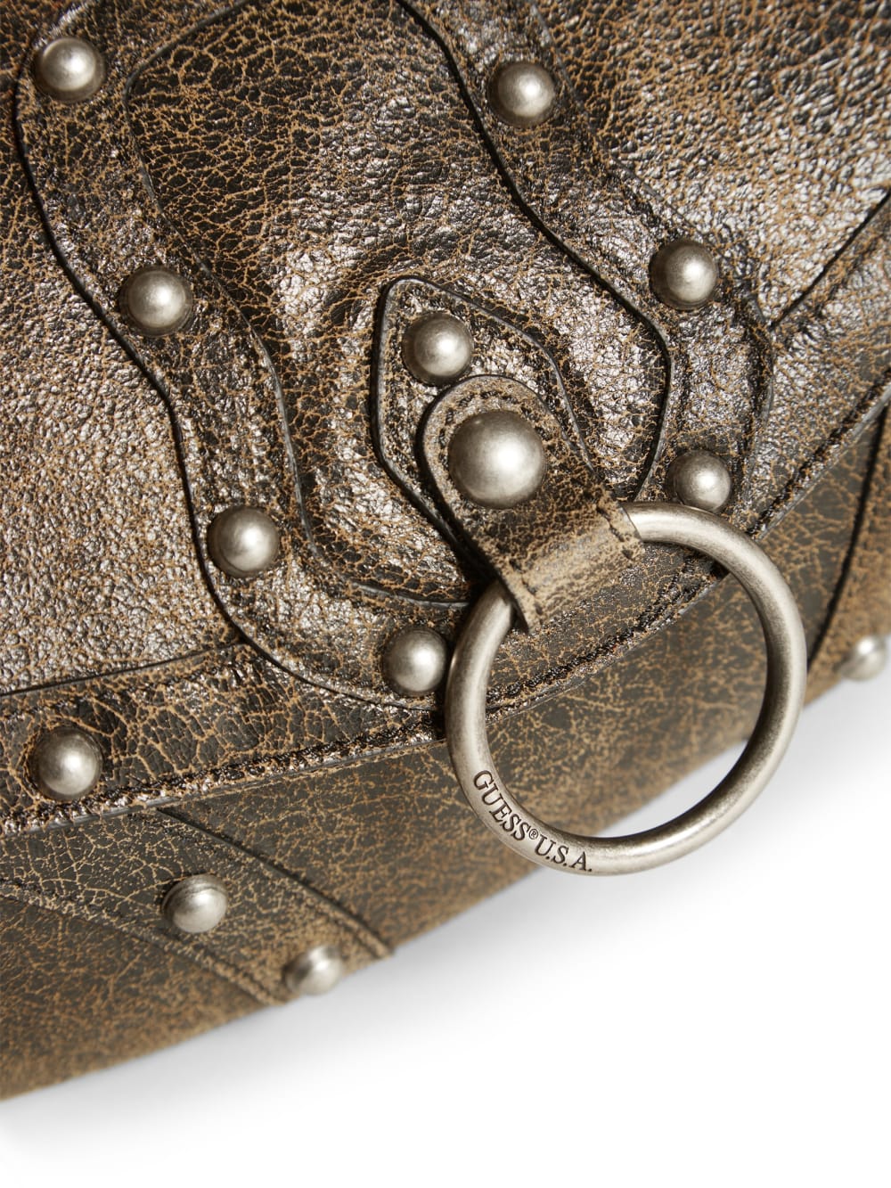 Cracked Leather Shoulder Bag - Guess