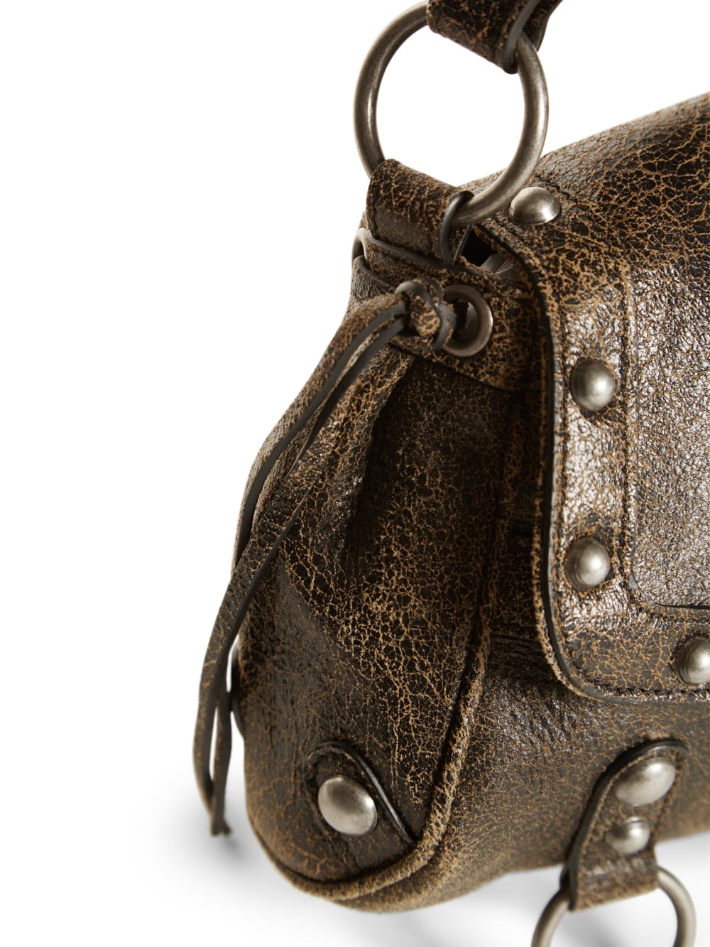 Cracked Leather Shoulder Bag - Guess