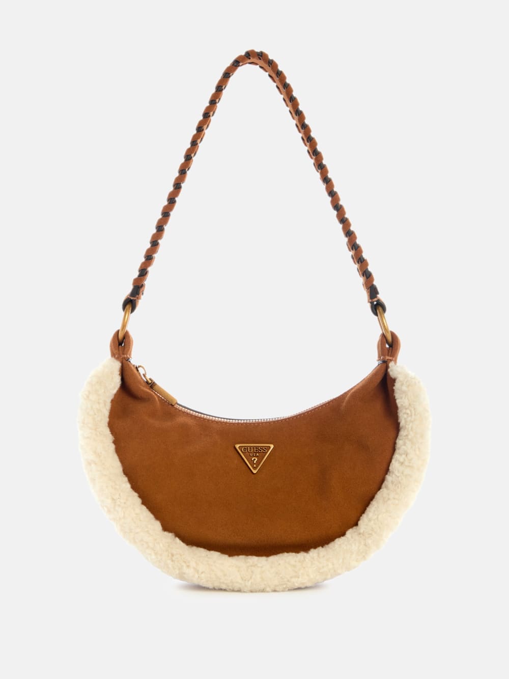 Amita Suede and Shearling Trim Hobo Bag - Guess