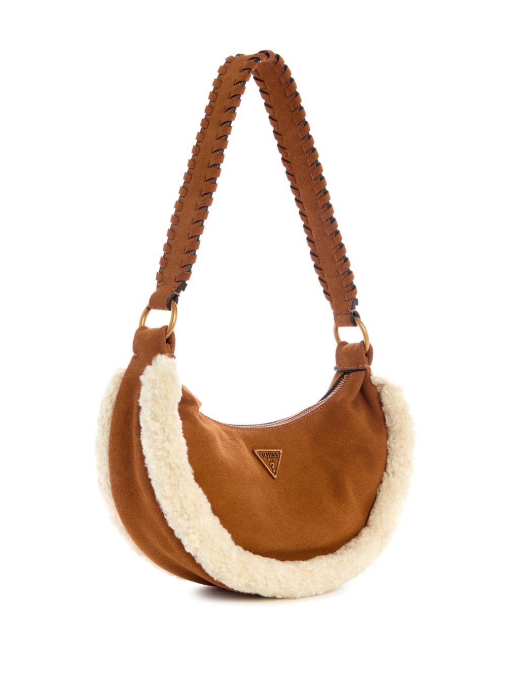 Amita Suede and Shearling Trim Hobo Bag - Guess