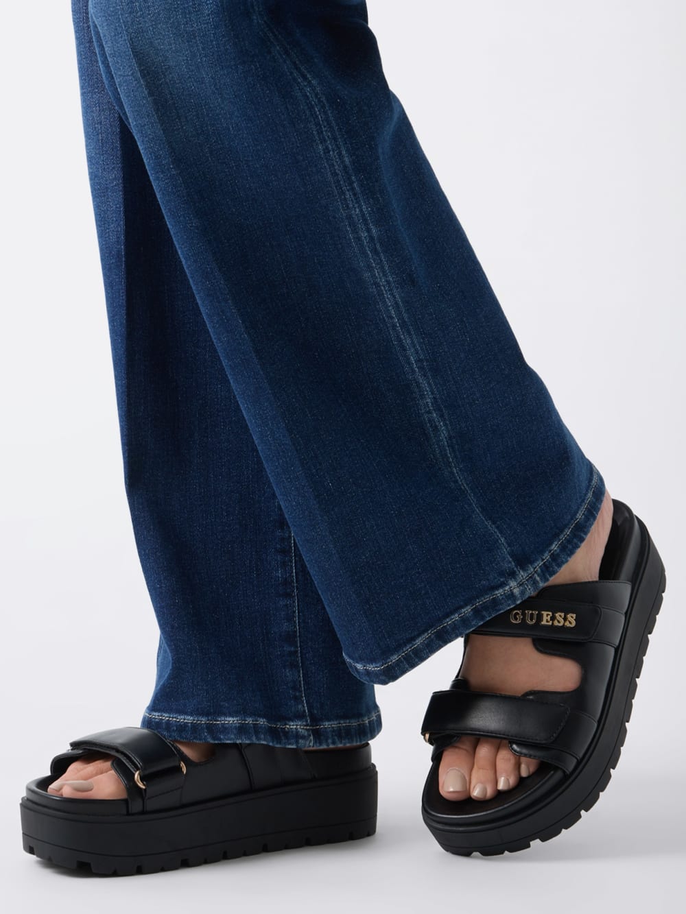 Fasten Genuine Leather Sandal - Guess