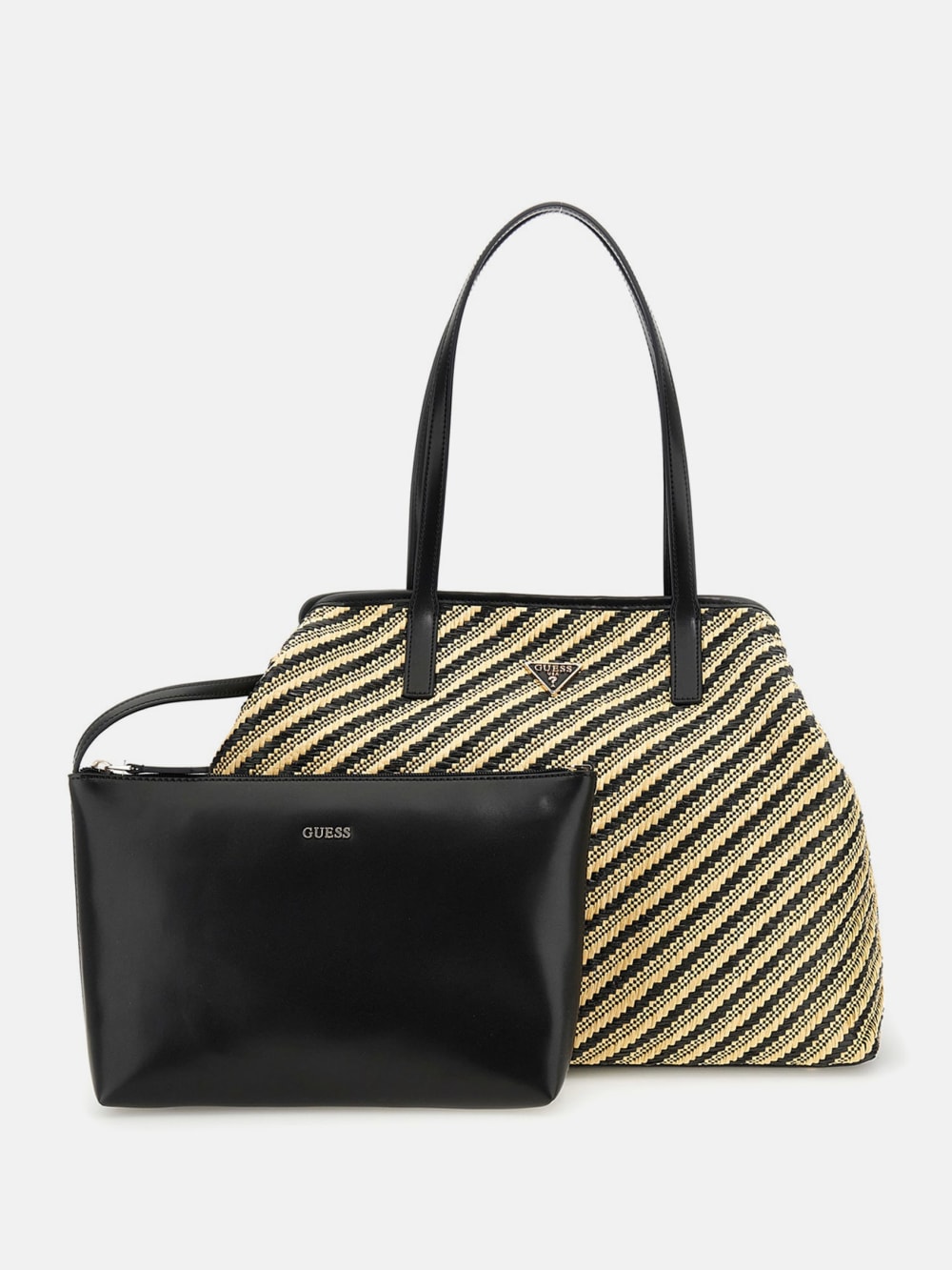 Vikky Woven Straw Tote Set - Guess