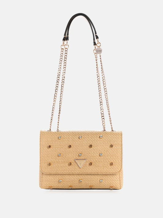 Giully II Raffia Rhinestone Convertible Bag - Guess