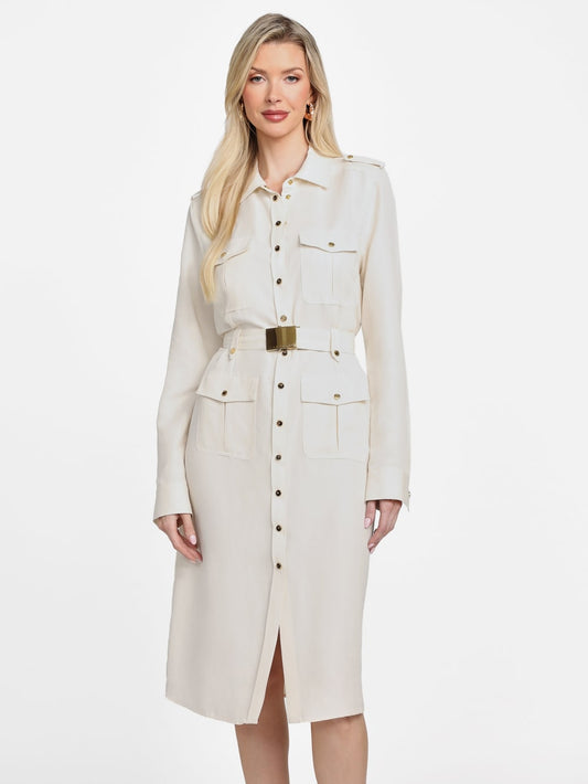 Eco Greta Linen-Blend Safari Dress - Guess